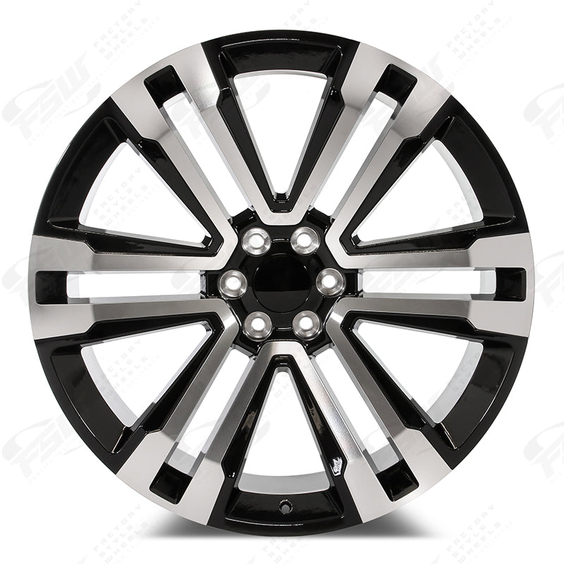 26" SLT Style Machined Black Wheels Fits Cadillac Escalade Chevy Silverado Suburban Tahoe Sierra GMC Yukon