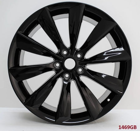 19-inch OE Style Wheels turbine gloss black rims for Tesla Model 3 and Y AWD, RWD, Long Range, and Performance vehicles.