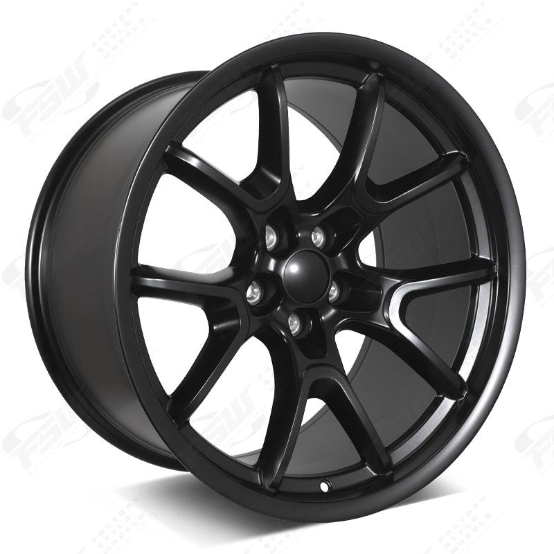 20" 20x11 Anniversary Style Satin Black Wheels Fits Dodge Challenger Charger Scat Pack Hellcat Redeye (Widebody Only)