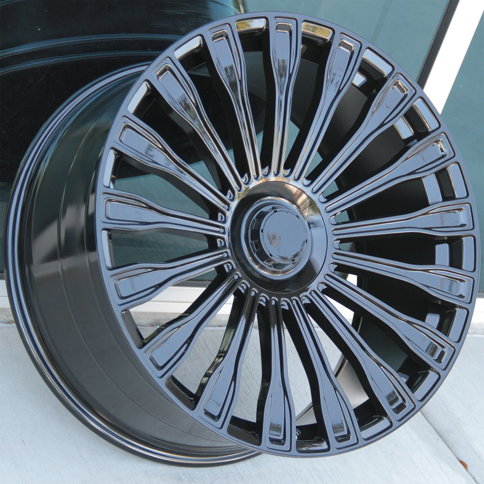 22" Maybach Style Gloss Black Wheels Fits Mercedes S580 S600 S500 S550 S63 S65 S400 S450 S350 S CLASS AMG