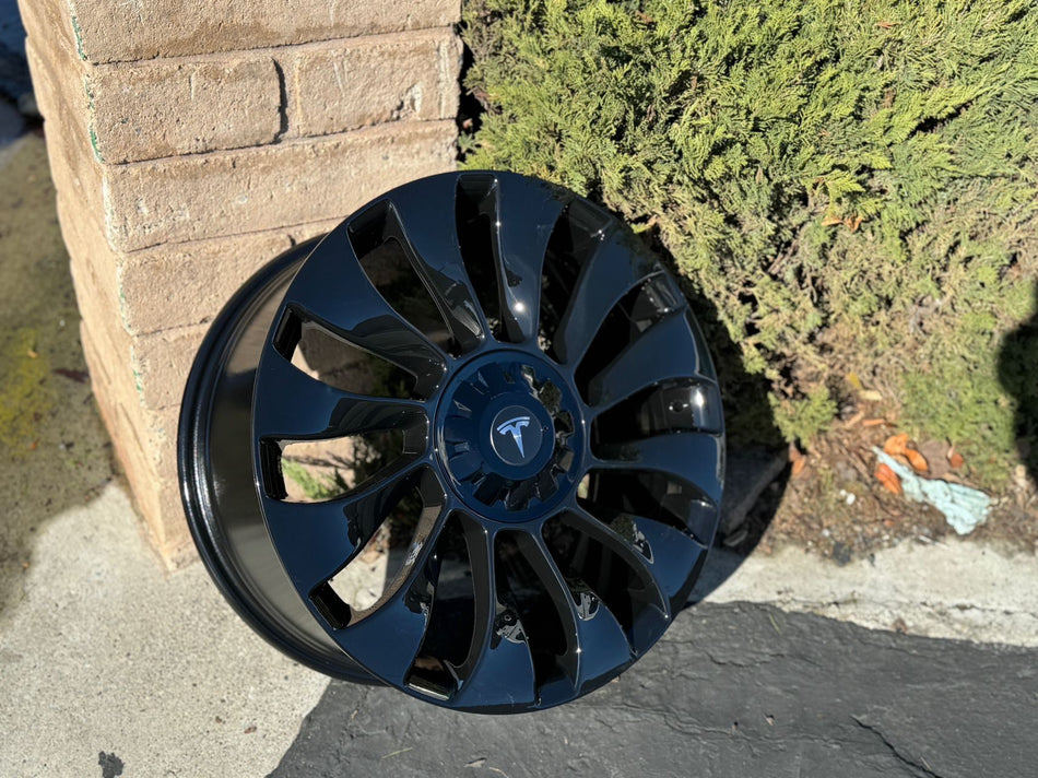19" Überturbine Style Gloss Black Wheels Fits Tesla Model 3 and Y AWD RWD Long Range Performance