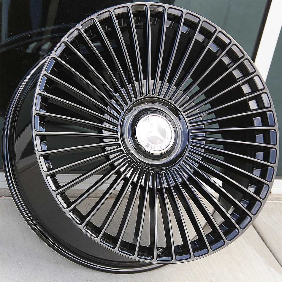 22" Multiple Spokes Gloss Black Wheels Fits Mercedes CLS, S, GLE, GLS