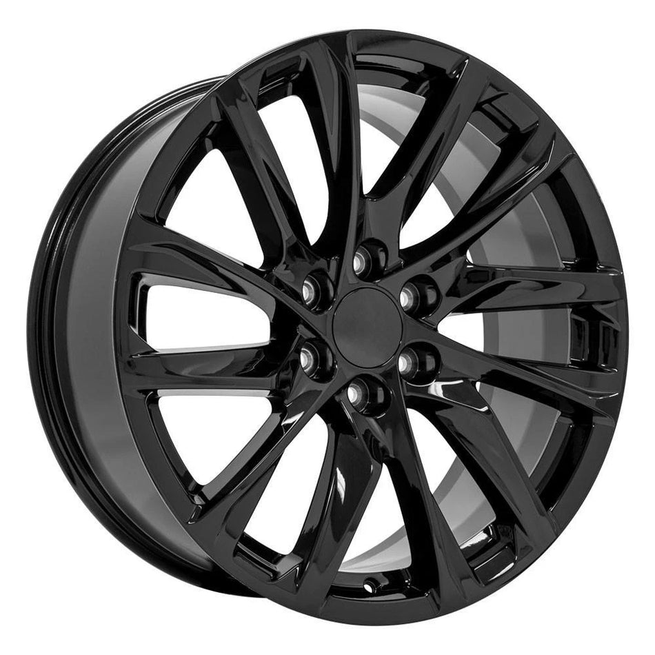 22" Gloss Black Wheels Fits Cadillac Escalade Chevy Silverado Suburban Tahoe Sierra GMC Yukon