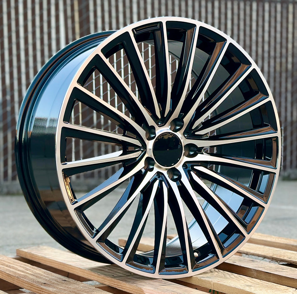 19" AMG Style Black Machined Wheels Fits Mercedes C300 C350 E300 E350 E400 E450 E550 E63 S450 S500 S550 S580 S63 S65