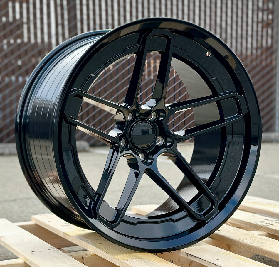 20" 20x11 SRT Deep Concave Style Gloss Black Wheels Fits Dodge Challenger Charger Scat Pack Hellcat Redeye (Widebody Only)