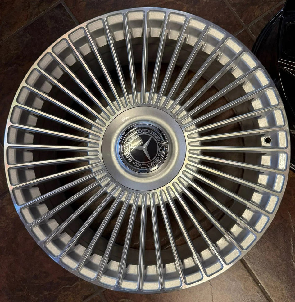 22" Multiple Spokes Silver Machined Wheels Fits Mercedes CLS, S, GLE, GLS