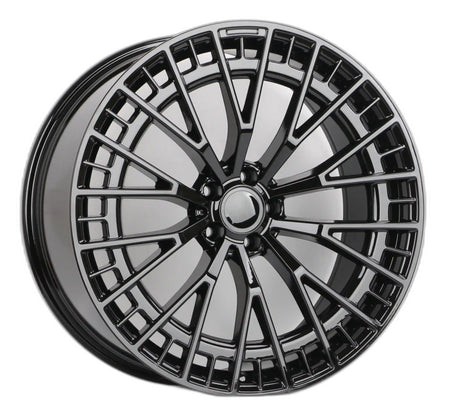 22-inch gloss black mesh spoke wheels by OE Style fit Mercedes CLS, S, GLE, GLS, and AMG models.