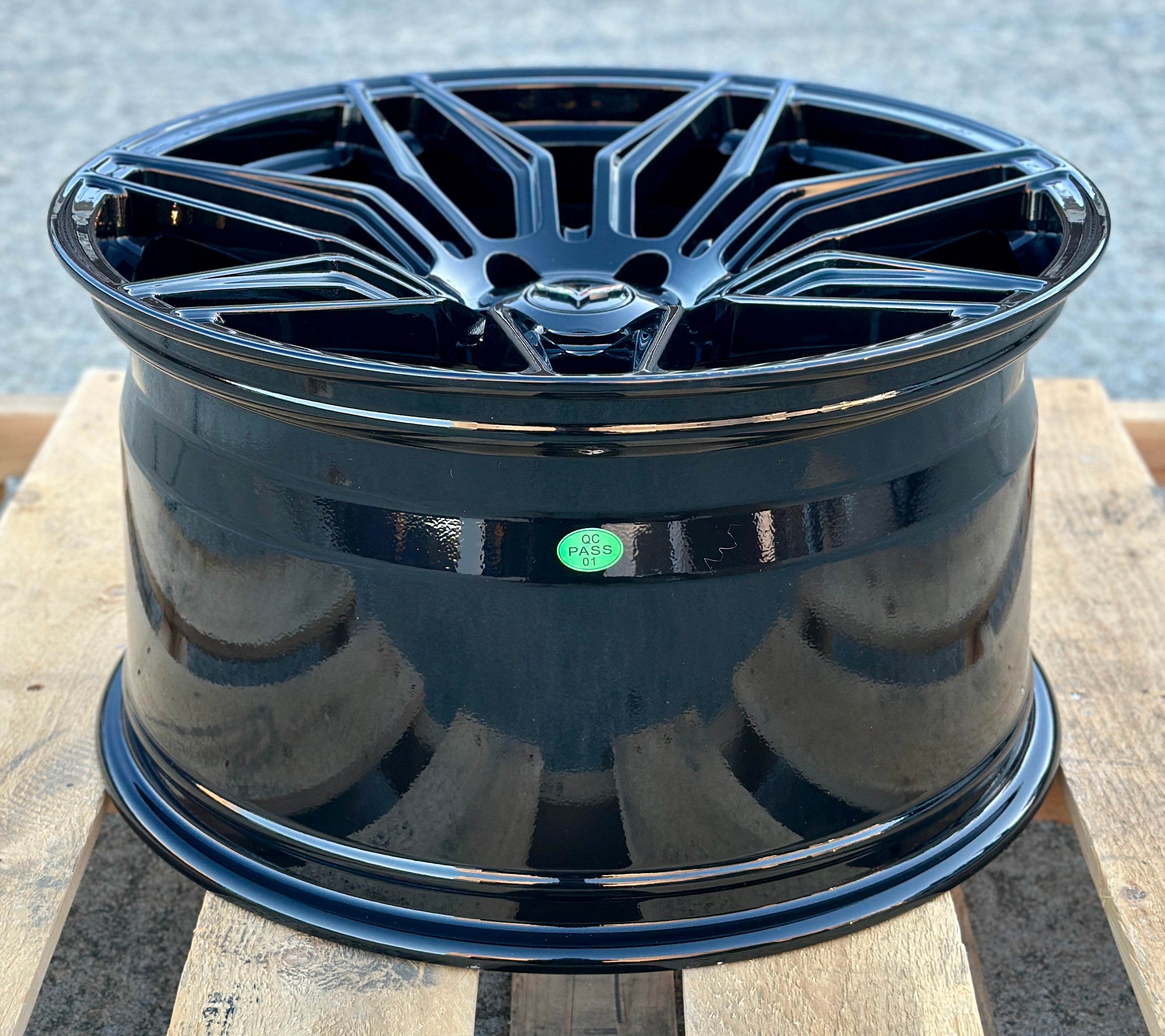 Gloss black 19" & 20" monoblock forged lightweight wheels by OE Style for Chevy Corvette C8 Stingray Z06 2020+.