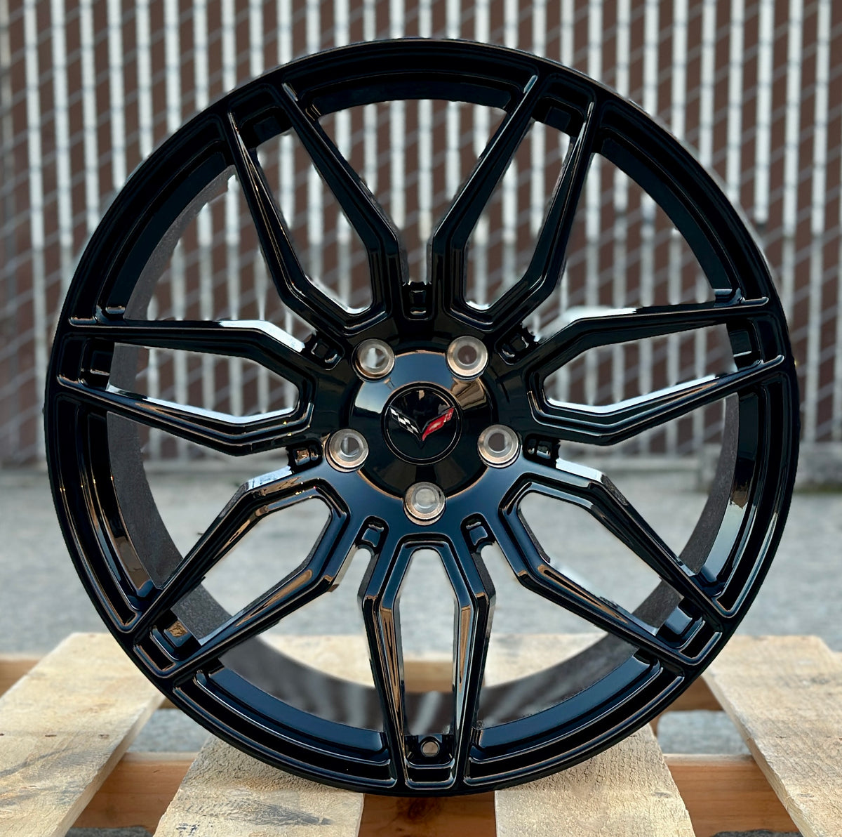 Gloss black 19" and 20" OE Style Wheels forged monoblock lightweight rims for Chevy Corvette C8 Stingray and Z06, 2020 and newer.