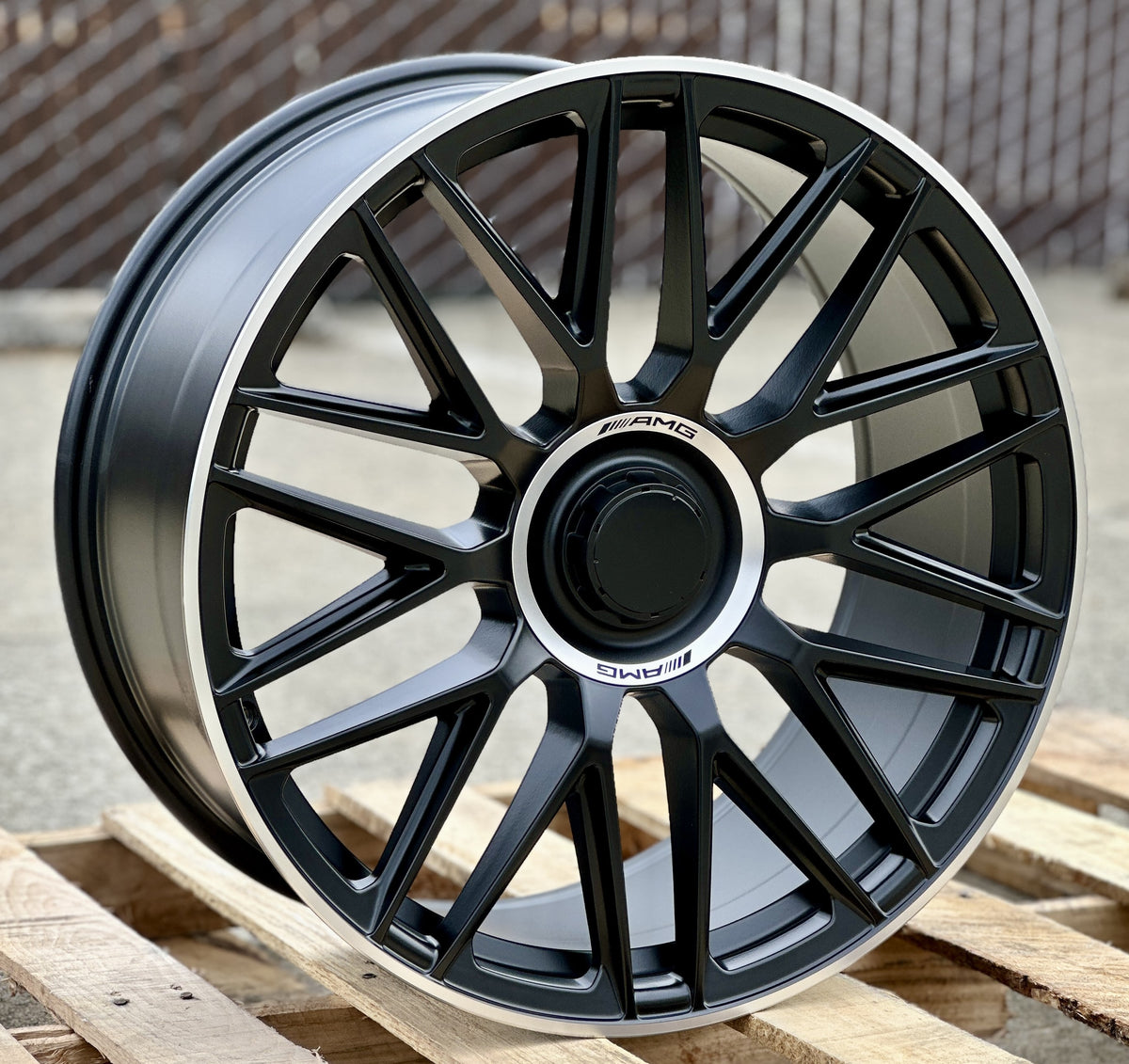 Matte black 19-inch AMG SL style wheels by OE Style Wheels fitted on a Mercedes-Benz CLA, C, E, S, CLS, GLC, GLE.