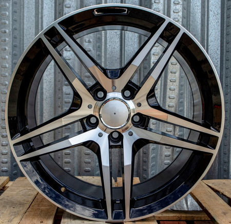 19-inch black machined face Mercedes wheels by OE Style Wheels for CLA, C-Class, E-Class, S-Class, and AMG models.