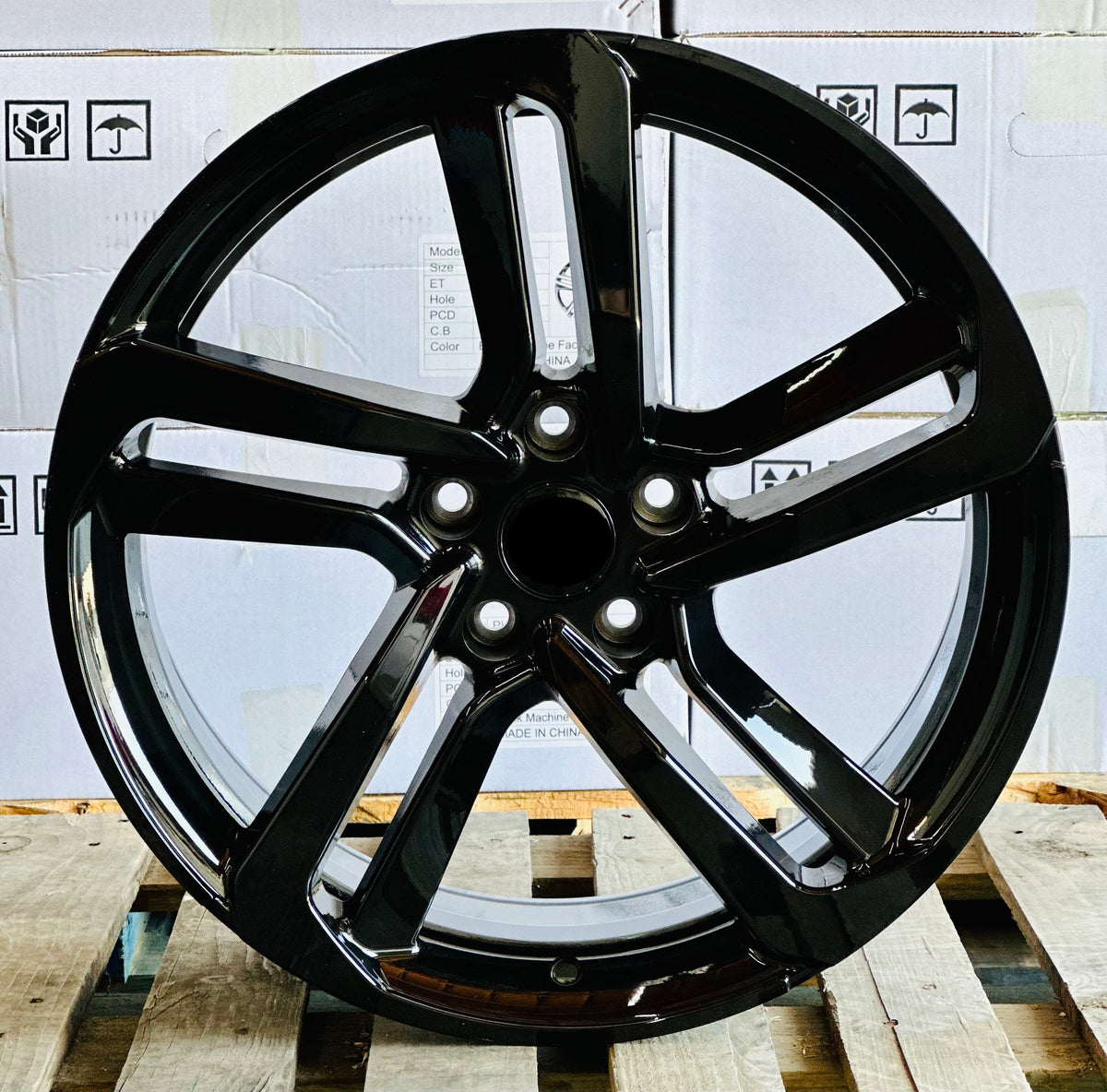 19-inch gloss black OE Style Wheels automotive rims fitting Honda Accord, Civic, and Acura TSX models, showcasing sleek wheel design.