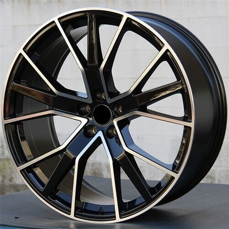20-inch black machined Audi wheels by OE Style Wheels, featuring stylish automotive rims for Audi A5, S5, A6, S6, A7, S7, A8, Q3, Q5, Q7.