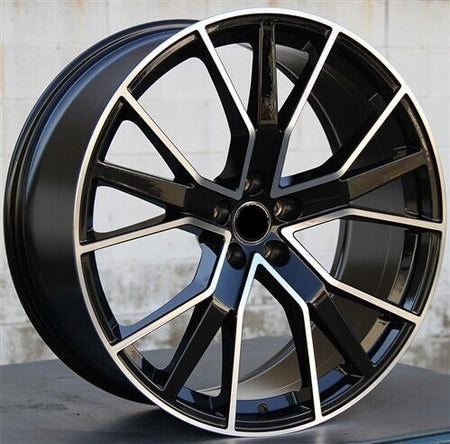 20-inch black machined alloy wheels by OE Style Wheels for Audi A5, S5, A6, S6, A7, S7, A8, S8, Q3, Q5, and Q7 models.