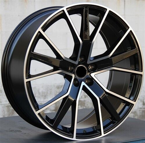 20-inch black machined alloy wheels by OE Style Wheels for Audi A5, S5, A6, S6, A7, S7, A8, S8, Q3, Q5, and Q7 models.