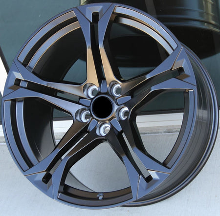 20-inch matte black OE Style Wheels for Chevy Camaro ZL1 SS LT, showcasing sleek automotive rims and wheel design.