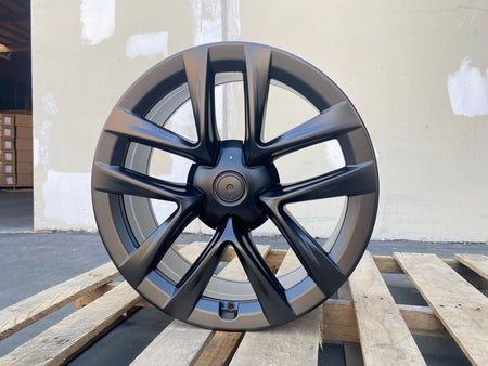 20-inch matte black OE Style Wheels for Tesla Model S and X, showcasing sleek automotive rims with a modern finish.