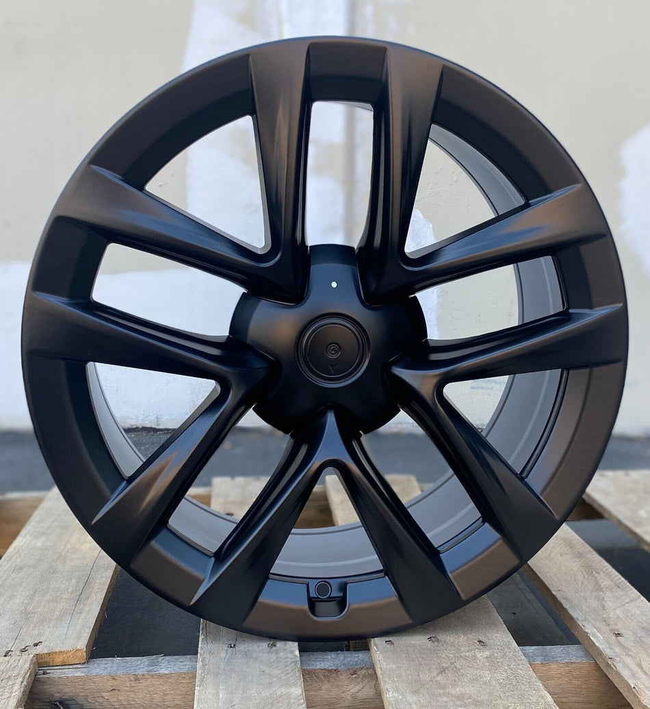 20-inch matte black OE Style Wheels for Tesla Model S and X, showing sleek automotive rims with a modern finish
