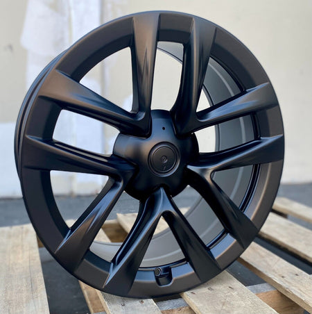 20-inch matte black OE Style Wheels automotive rims for Tesla Model Y AWD, RWD, Long Range, and Performance models.