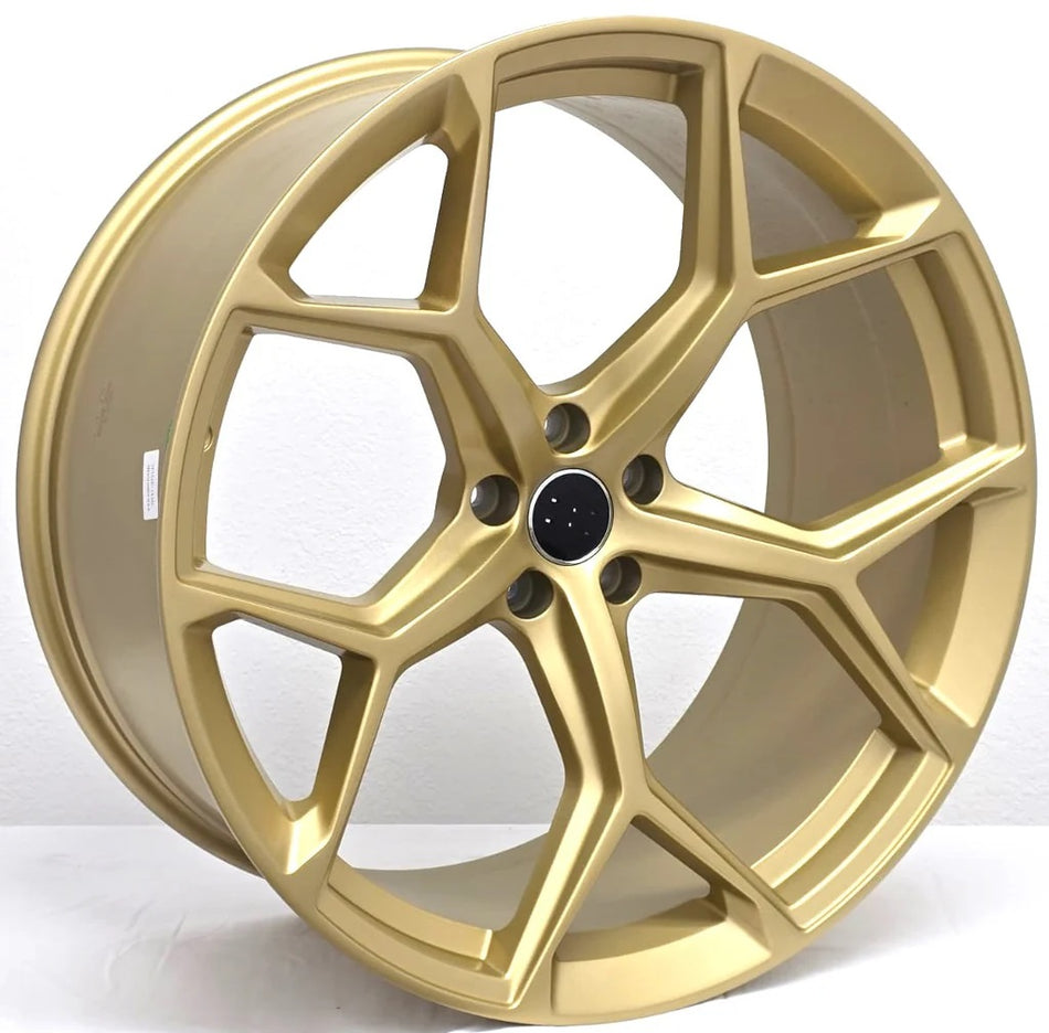20-inch OE Style Wheels RS6 Performance Gold rims on an Audi A4, showcasing sporty automotive rims and alloy wheel design.