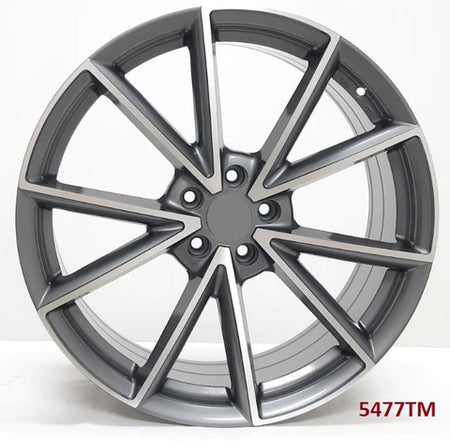 20-inch silver machined wheels from OE Style Wheels fitting Audi A4, S4, A5, S5, A6, S6, A7, S7, A8, S8, Q5, SQ5, Q7, SQ7, Q8, and E-tr