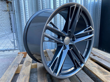 20-inch ZL1 style gun metal wheels for Chevy Camaro ZL1 SS LT by OE Style Wheels, showcasing sleek automotive rims.