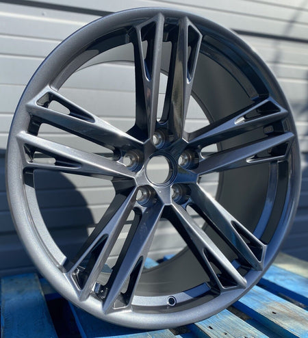 20-inch ZL1 style gun metal wheels for Chevy Camaro ZL1 SS LT by OE Style Wheels, showcasing sleek automotive rims.
