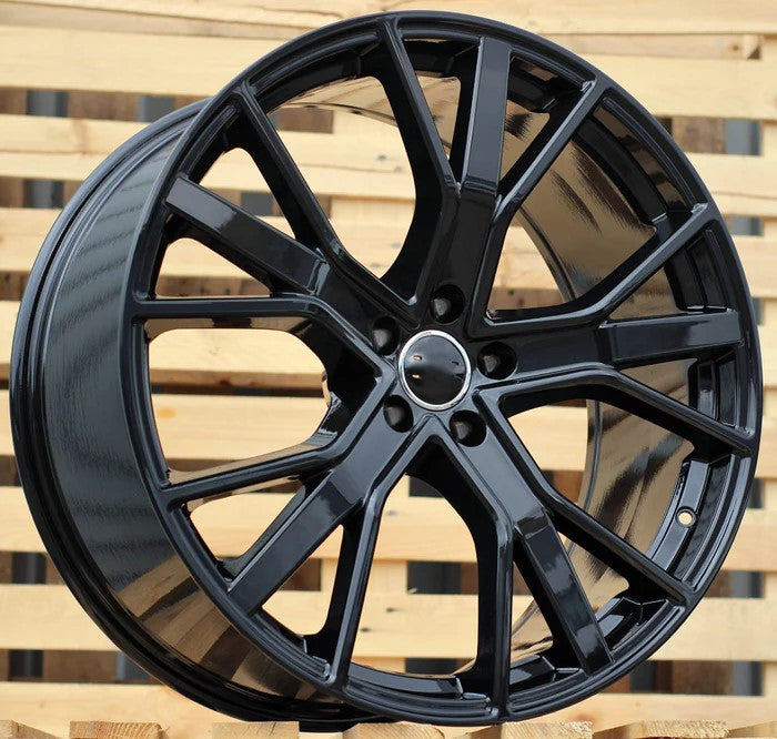 Gloss black 21-inch OE Style Wheels for Audi A5, S5, A6, S6, A7, S7, A8, S8, Q5, Q7, Q8, RS3, RS5, RS7, E-tron vehicles.