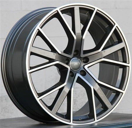 22-inch gunmetal machined alloy wheels by OE Style Wheels fitting Audi A5, S5, A6, S6, A7, S7, A8, S8, Q5, SQ5, RS3, RS5, RS7, Quattro