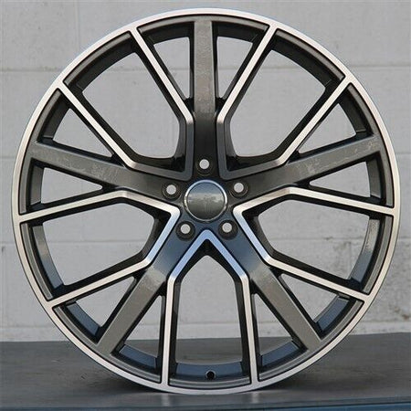 22-inch gunmetal machined wheels by OE Style Wheels on Audi A5, S5, A6, S6, A7, S7, A8, S8, Q5, SQ5, RS3, RS5, RS7 Quattro.