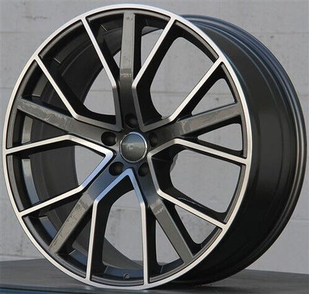 22-inch gunmetal machined wheels by OE Style Wheels, fitting Audi A5, S5, A6, S6, A7, S7, A8, S8, Q5, SQ5, RS3, RS5, RS7, Quattro.