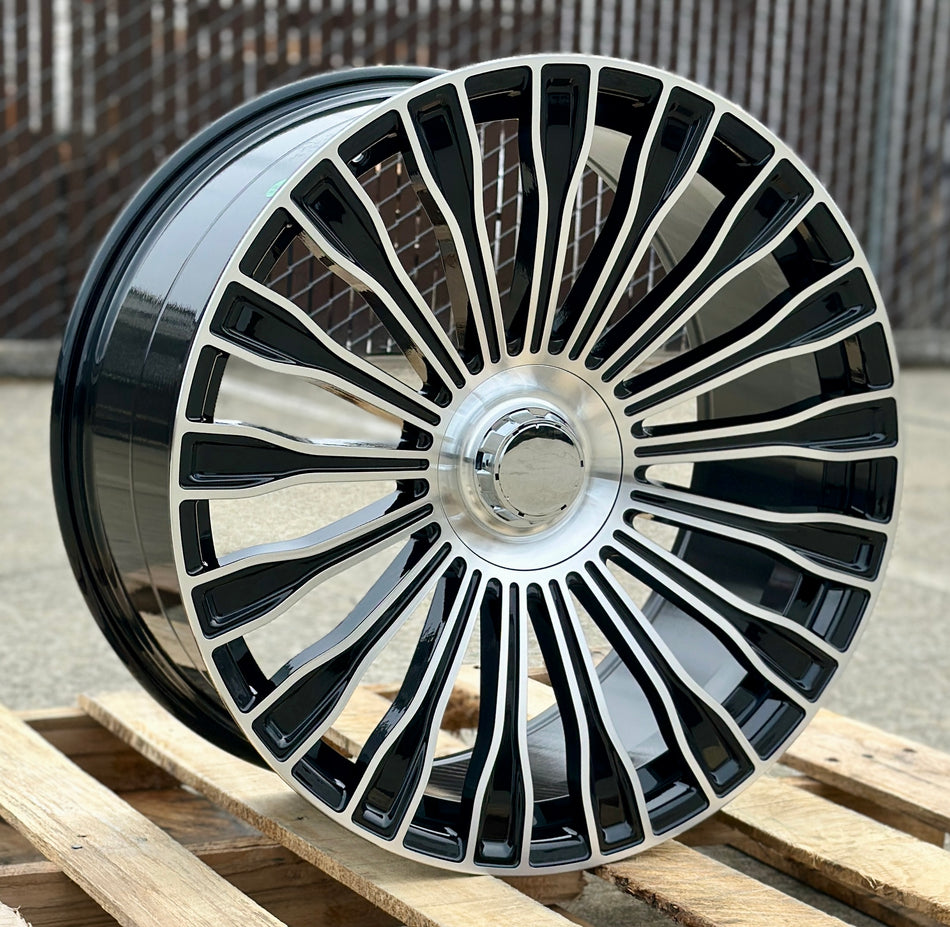 20" Maybach Style Black Machined Flow Forged Wheels Fits Mercedes C250 C300 C400 E350 E400 E550 S550 E53 E63 S350 S550 S600 S63 S65 AMG