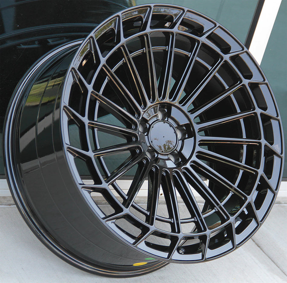 22-inch Gloss Black Mesh Mercedes wheels by OE Style Wheels for CLS, S, GLE, GLS, AMG models automotive rims and wheels