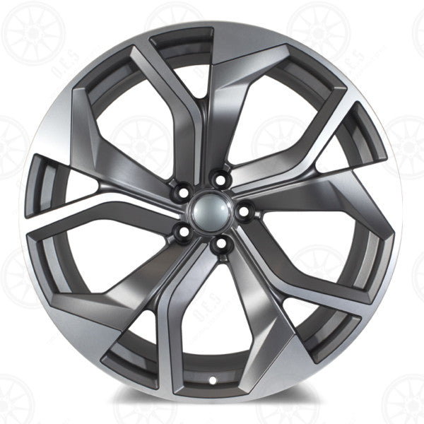 22-inch RS style gunmetal Machined Face wheels for Audi A7 S7 Q5 Q7 Q8 SQ7 RSQ8 Etron by OE Style Wheels.