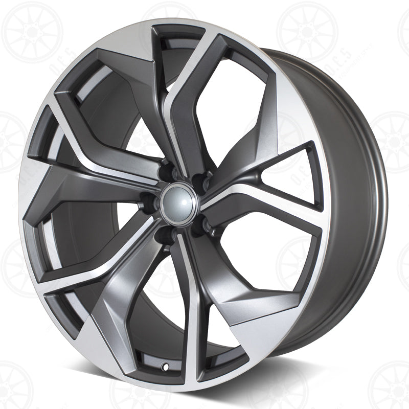 22-inch RS Style gunmetal machined face wheels for Audi A7 S7 Q5 Q7 Q8 SQ7 RSQ8 Etron by OE Style Wheels.