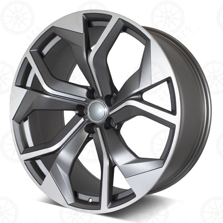 22-inch RS Style gunmetal machined face wheels for Audi A7 S7 Q5 Q7 Q8 SQ7 RSQ8 Etron by OE Style Wheels.