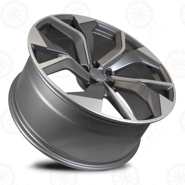22-inch RS Style gunmetal machined face wheels for Audi A7, S7, Q5, Q7, Q8, SQ7, RSQ8, and E-Tron from OE Style Wheels.