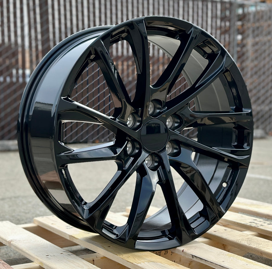 22" Sierra Style Gloss Black Wheels Fits Chevy Silverado Suburban Tahoe GMC Sierra Yukon