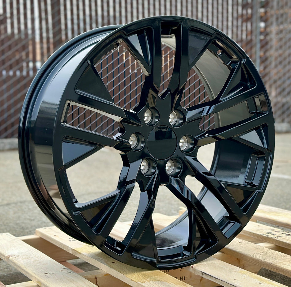 22 "Sierra Style Gloss Black Wheels Fits Chevy Silverado Suburban Tahoe GMC Sierra Yukon