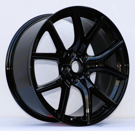 22-inch OE Style Wheels gloss black rims for Dodge Durango, Jeep Grand Cherokee, and SRT models, showcasing sleek automotive wheel design.