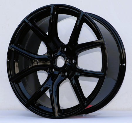 22-inch OE Style Wheels SRT Trackhawk gloss black alloy rims for Dodge Durango, Jeep Grand Cherokee, SRT8, and more.