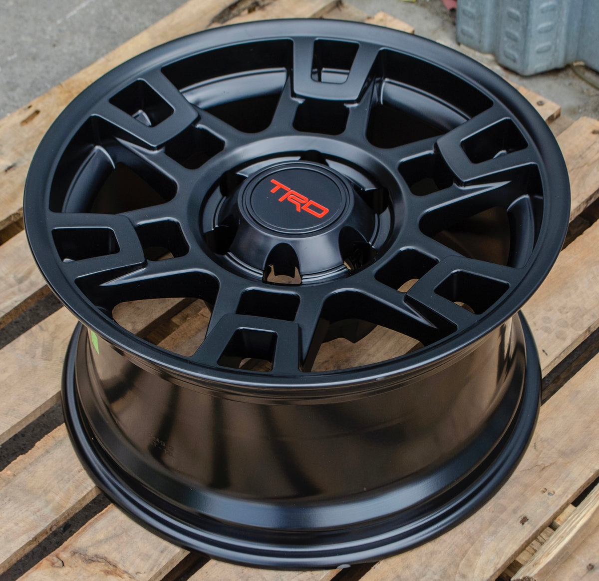 Set of five OE Style Wheels 17" SEMA Pro Style matte black rims for Toyota Tacoma, 4Runner, FJ Cruiser, Sequoia, and Lexus GX460.