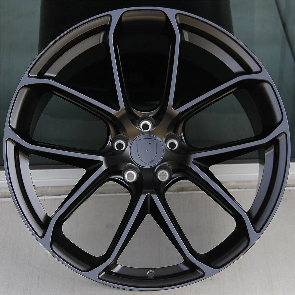 21-inch OE Style Wheels Turbo Style matte black alloy wheels for Porsche Macan, showcasing sleek, modern design.