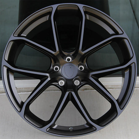21-inch OE Style Wheels Turbo Style matte black alloy wheels for Porsche Macan, showcasing sleek, modern design.