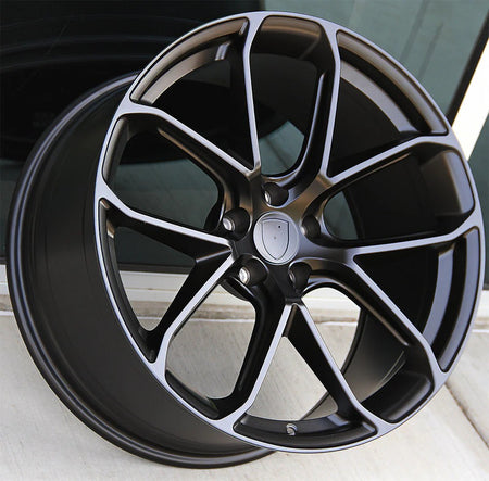 21-inch OE Style Wheels Turbo Style matte black alloy wheels for Porsche Macan, featuring a sleek, modern design.