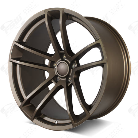 20-inch OE Style Wheels SRT Flow Forged deep concave matte bronze rims for Dodge Challenger, Charger, Scat Pack, Hellcat, Redeye widebody.