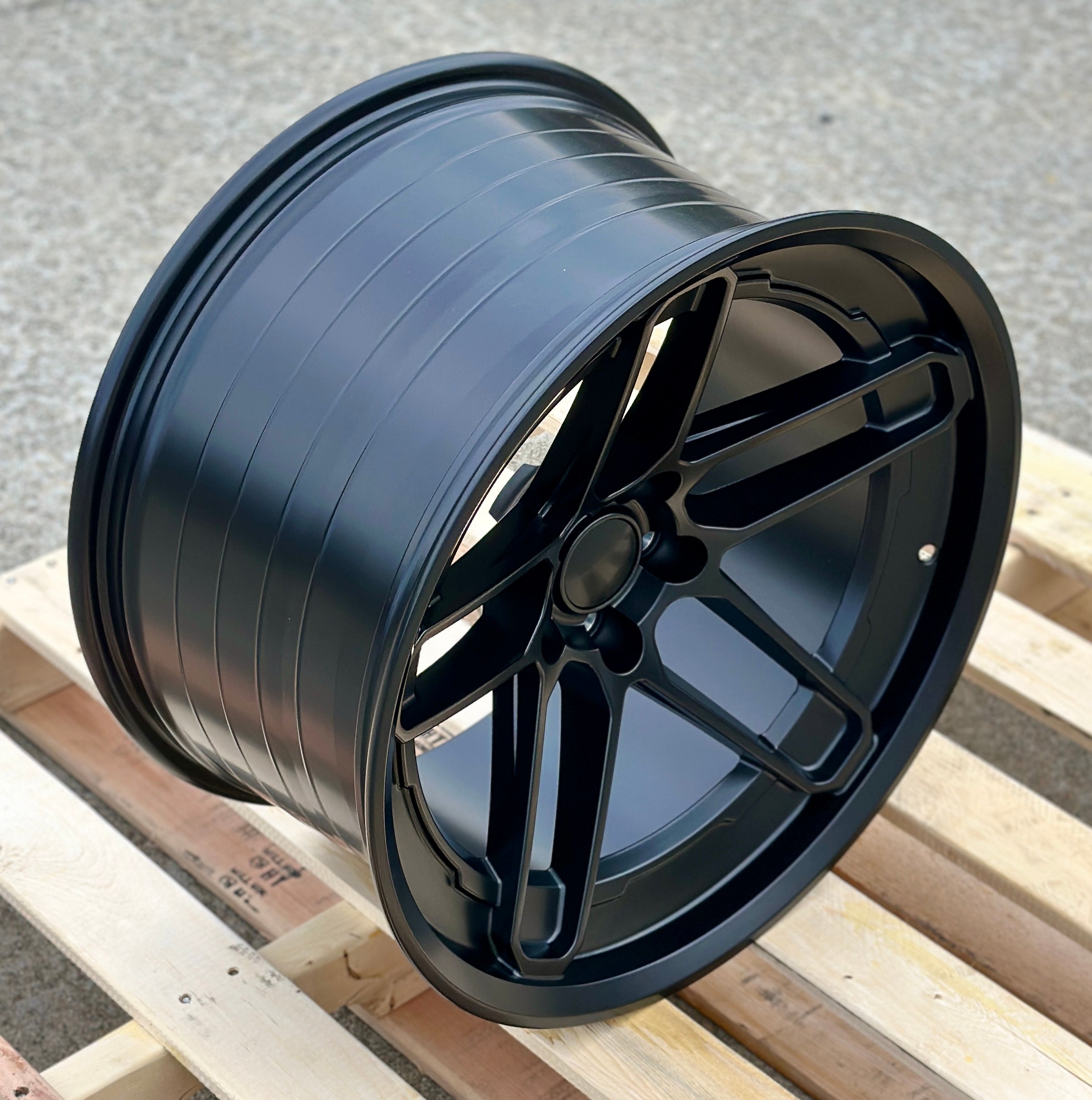 20x11 OE Style Wheels satin black Demon-style rims for Dodge Challenger and Charger Widebody models.
