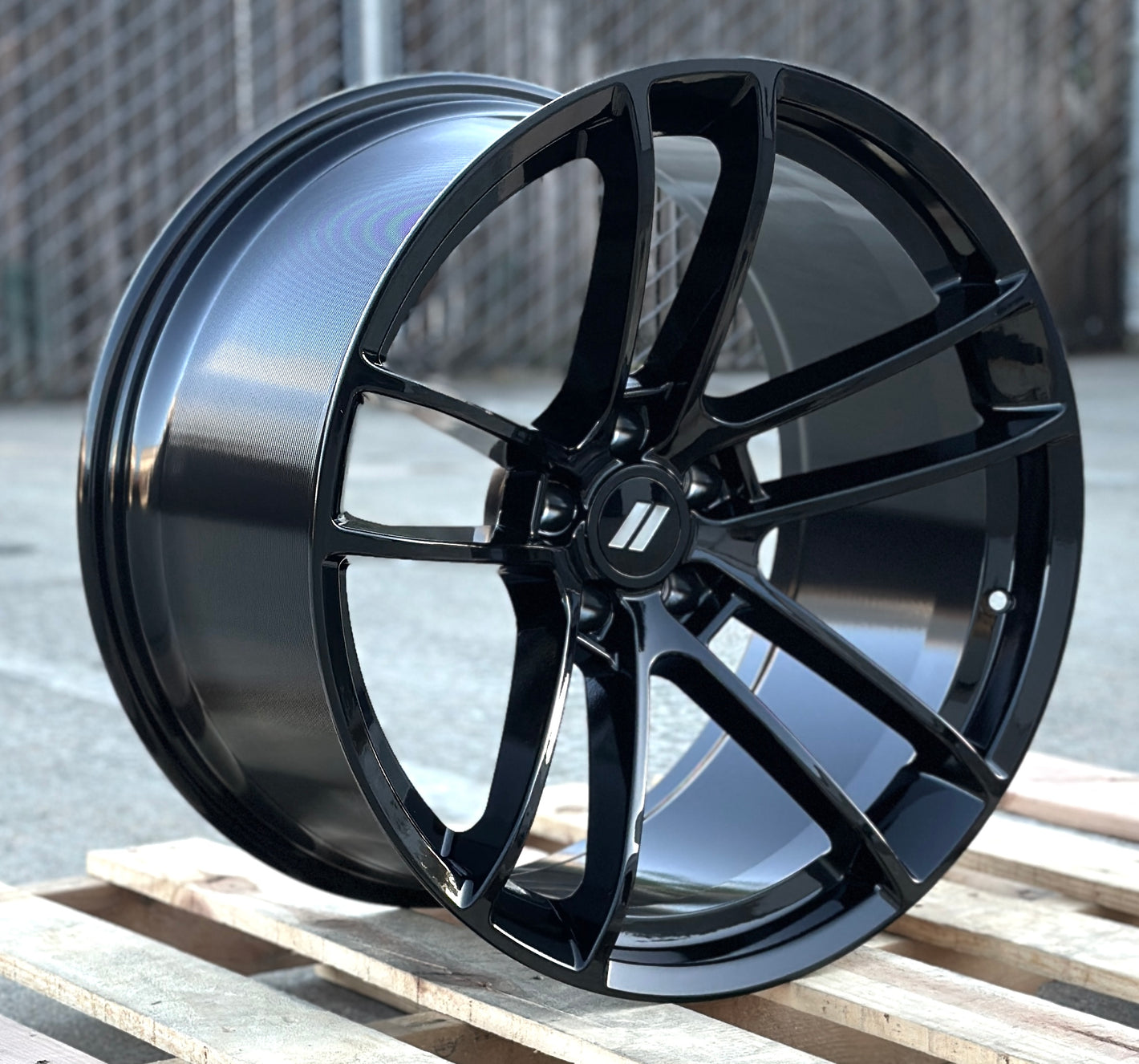 Gloss black OE Style Wheels 20x9.5 and 20x11 widebody rims for Dodge Challenger and Charger Narrow Body models.