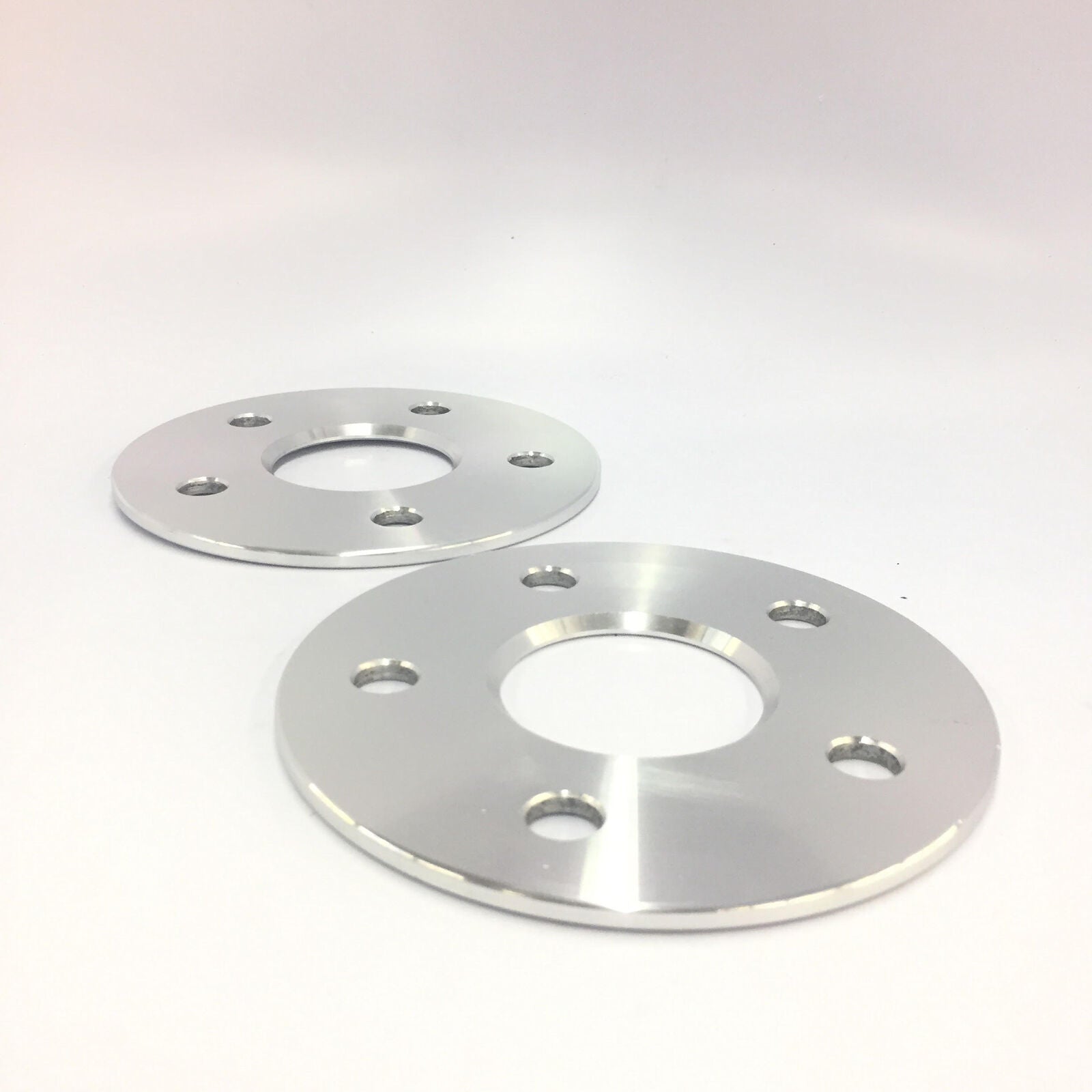 Pair of OE Style Wheels 5mm hubcentric wheel spacers for Audi and Mercedes 5x112 bolt pattern, CB66.6, enhances wheel fit and stance.
