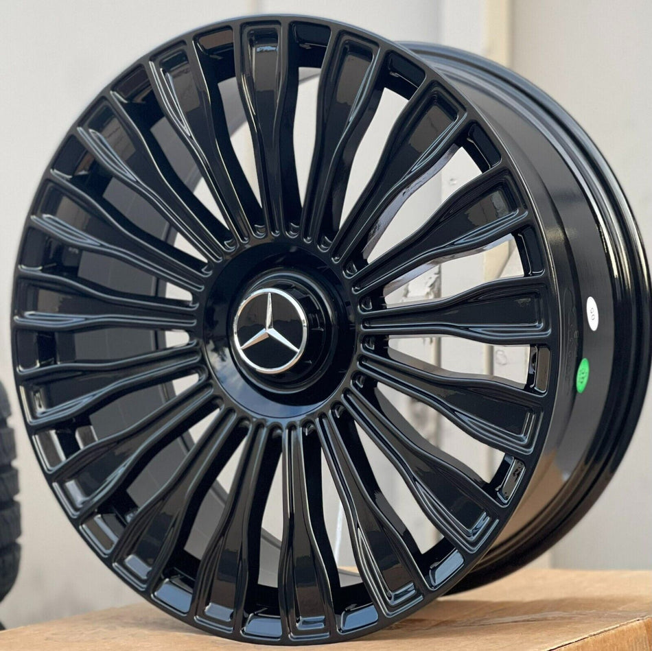 22" Maybach Style Gloss Black Wheels Fits Mercedes S500 S550 S580 S600 S63 S65 GLE GLS AMG